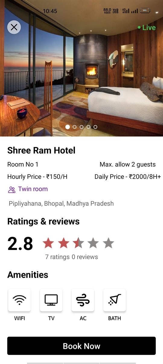 SNAPIYO room details screen